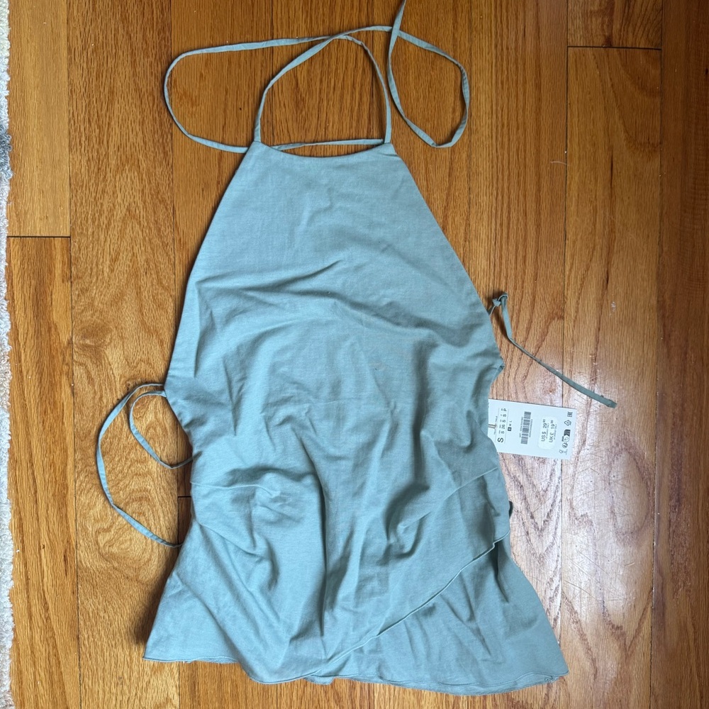 Zara Open Back Halter Top in Sea Green